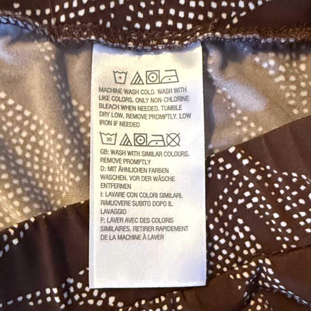Susan Graver Pants Liquid Knit Brown and White Leaf Patterned Bohemian Ankle 1X - Picture 10 of 14